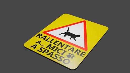 Cartello rallentare gatto