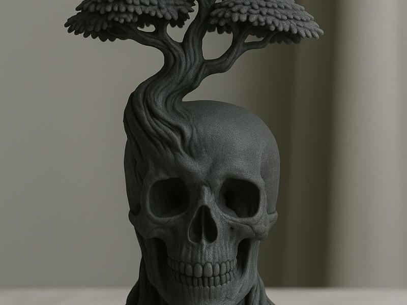 Tree of Life on Skull – Symbolic 3D Sculpture