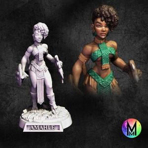 Tribal Fighter - Ahmale the Human fighter ( Female Human PoC Fighter with fist weapon and shield )