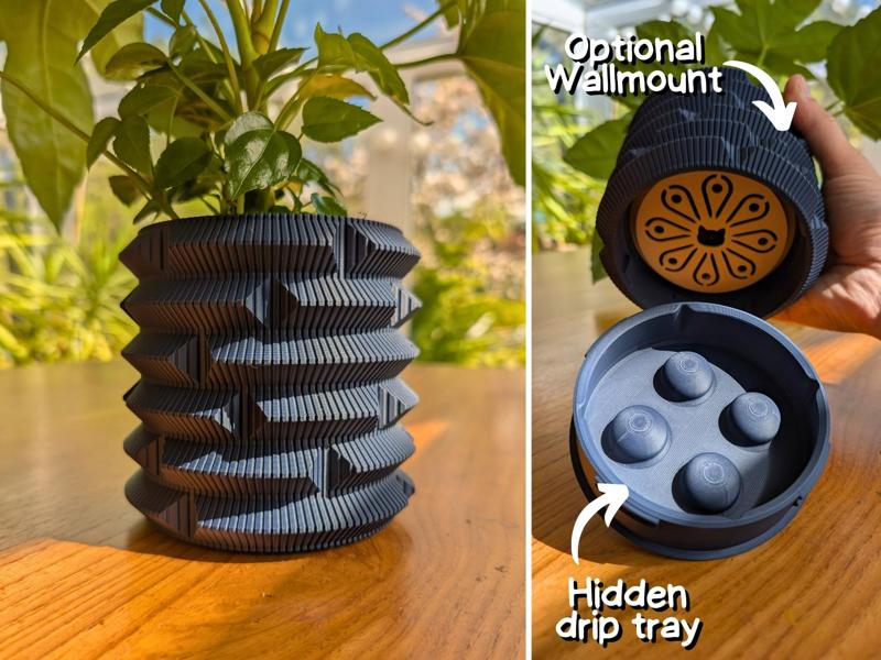 Wall Planter with horizontal rooftop pattern