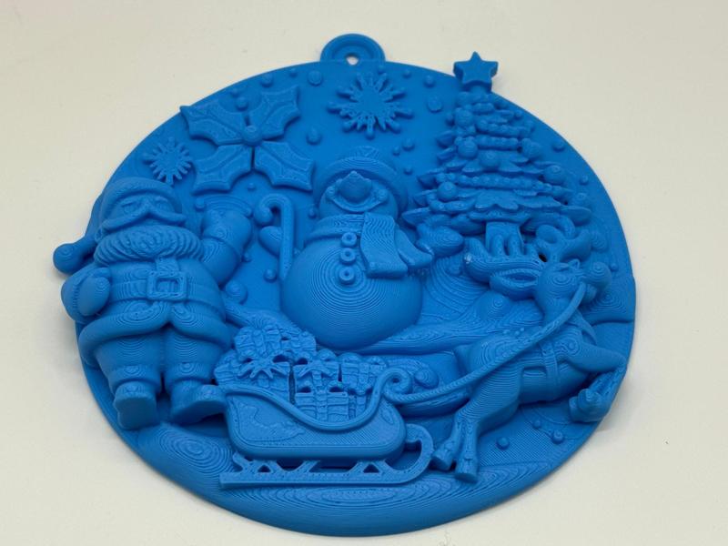 Christmas ball with snowman and reindeer in 3D