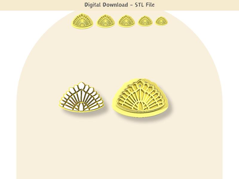 Seashell Abstract Clay Cutter for Polymer Clay | Digital STL File | Clay Tools | 5 Sizes Clay Cutter