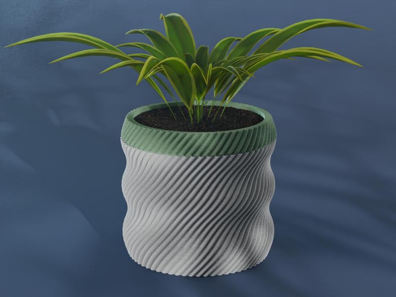 Hana Planter Pot, Scalloped Diagonal | Small, Medium, Large | Self Watering and Drip Tray 