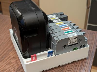 4x4 Gridfinity Brother P-Touch Cube/PT-P710BT Bin with tape storage