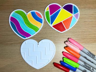 Hearts Colouring Set hanging Decorations