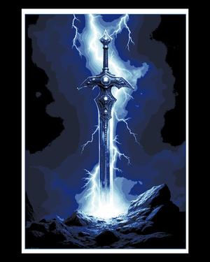 The glorious and deadly Excalibur Sword in the Stone - Hueforge Art