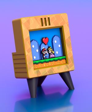 MARIO & PEACH - Pixel Voxel Art Frame (No support, 3MF included)
