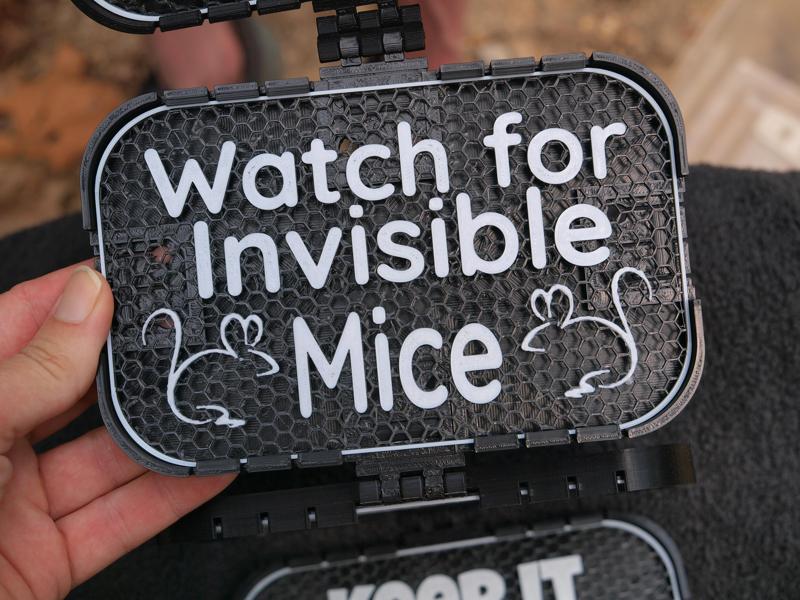 Watch for Invisible Mice sign