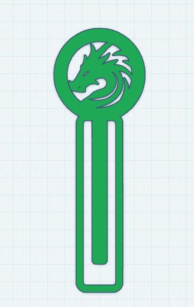 Dragon Head Paperclip Bookmark 1.stl