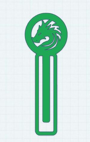 Dragon Head Paperclip Bookmark 1.stl