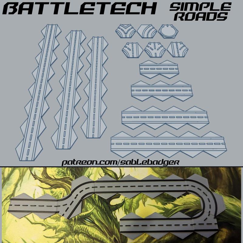 Battletech - Hex map roads terrain