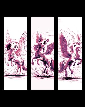 Sketch of a fun loving Pegasus friend - Flying Fun Times - Set of bookmarks