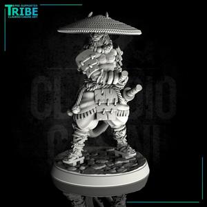 (0116) Male samurai warrior tengu oni elf human firbolg half orc tiefling with two katana