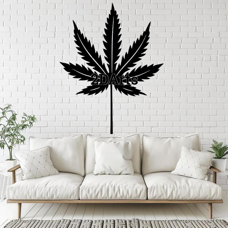 Cannabis Leaf 2D Wall Art/Window Art STL & SVG File for 3D Printing and Laser Cutting