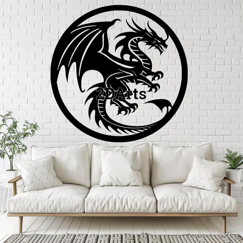 Dragon 2D Wall Art/Window Art - Digital STL & SVG File for 3D Printing or Laser Cutting