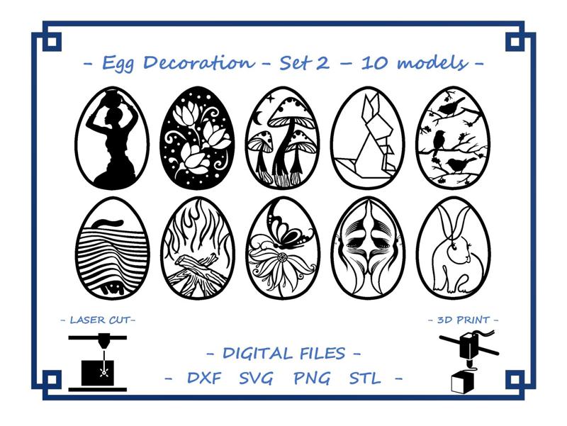 Easter egg decoration - Set 2 - 10 models Bundle