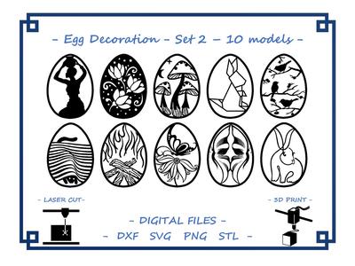 Easter egg decoration - Set 2 - 10 models Bundle