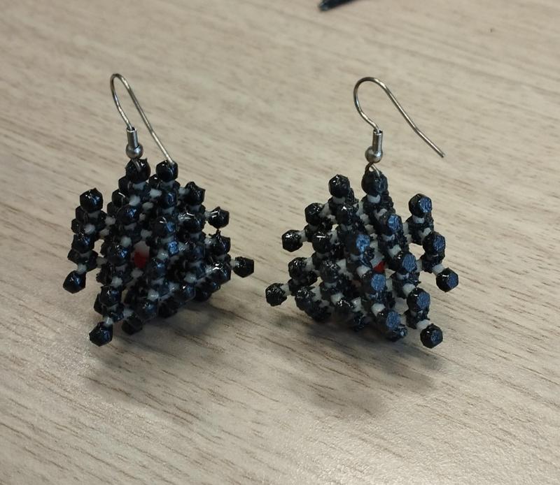 Diamond Crystal Structure Earrings with Tin Color Center (multi-material)