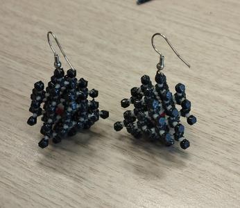 Diamond Crystal Structure Earrings with Tin Color Center (multi-material)