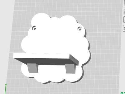 Shelving unit with cloud background