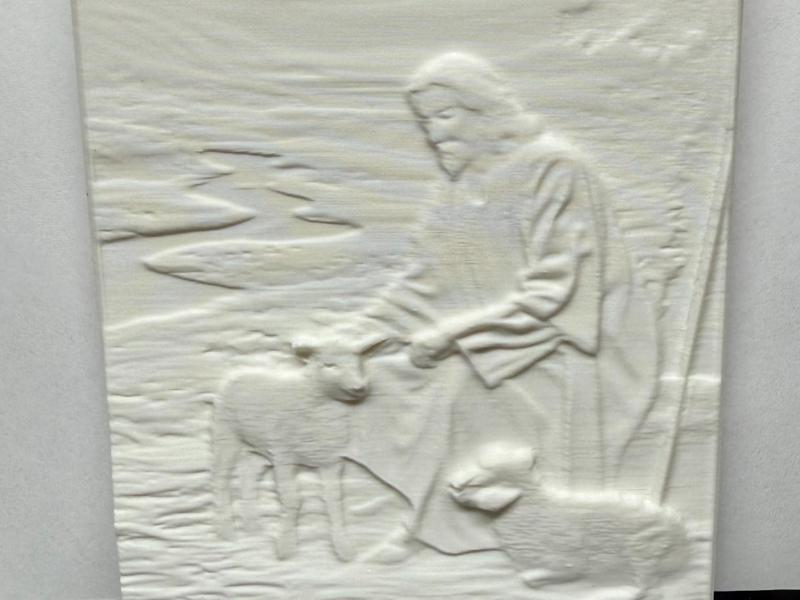 Jesus and Lambs Relief Sculpture