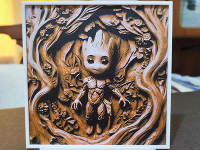 Wood Carving Baby Groot - HueForge 3 Color