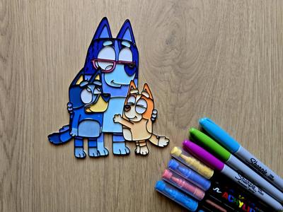 Bluey Bingo Nana Grandmother DIY Coloring Craft
