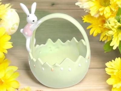 Egg-shaped basket featuring a charming 3D bunny