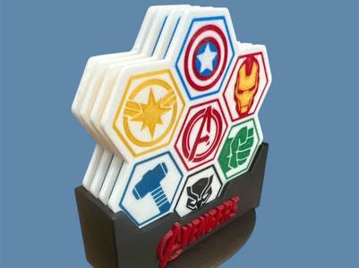 MARVEL AVENGERS INSPIRED COASTERS WITH STAND