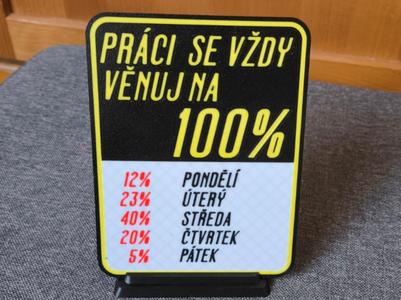 CZ Funny Sign - Dedicate yourself to work 100%