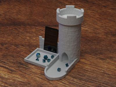 Dice tower with tray and phone holder