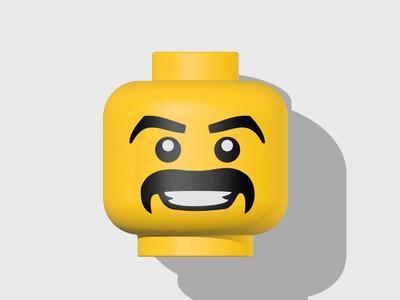 Mega Minifigure Head Man Smile Face with Moustache
