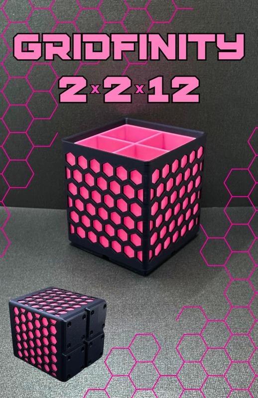 Gridfinity bin 2x2x12 hex (optional insert)