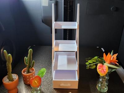 Miniature 3 tier shelf with drawer for dollshouses