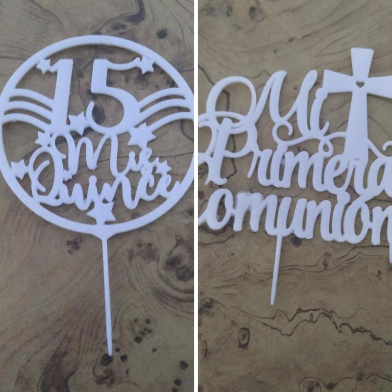 Cake toppers in Spanish, multiple designs 