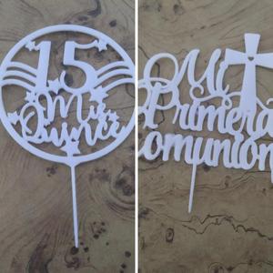 Cake toppers in Spanish, multiple designs 