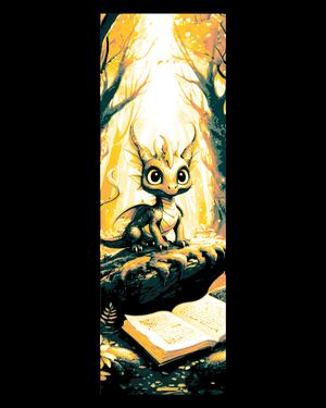 Sitting down for a little reading time - Young Dragon with Books set of Bookmarks