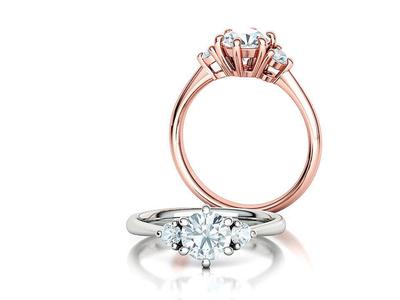 3 Stone Mia Engagement Ring 1ct main and 3mm side stones