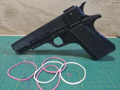 M1911 em Impressão 3D dispara elasticos  Rubber Band Gun 3D