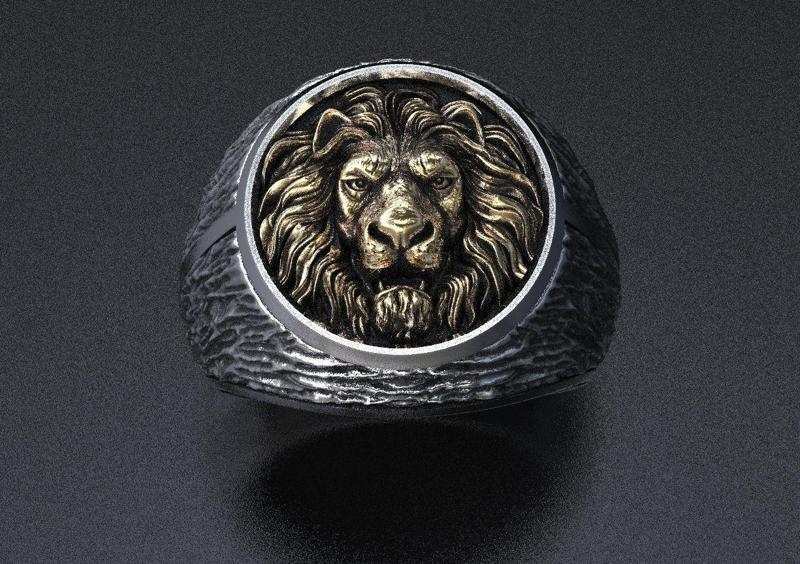 Stylish male ring with a lion 462