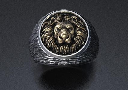 Stylish male ring with a lion 462