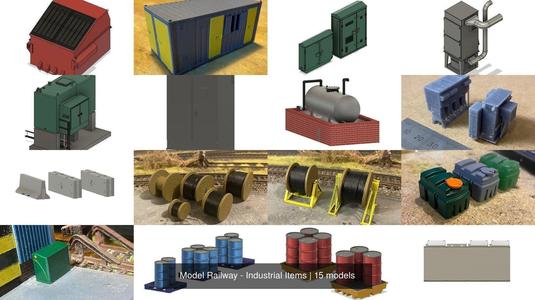 Model Railway - Industrial Items 3D Model Collection