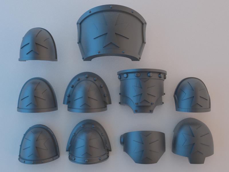 Space Marine Shoulder Pads - Black Templars