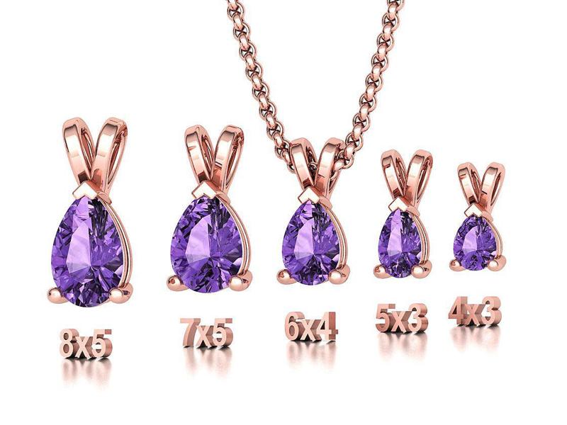 Pear Solitaire Pendants 8x5 7x5 6x4 5x3 4x3 Gems Necklaces