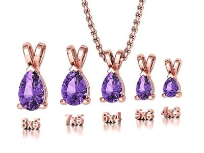 Pear Solitaire Pendants 8x5 7x5 6x4 5x3 4x3 Gems Necklaces