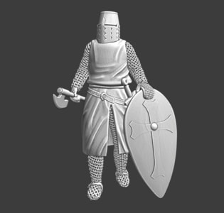 Medieval crusader with medium axe
