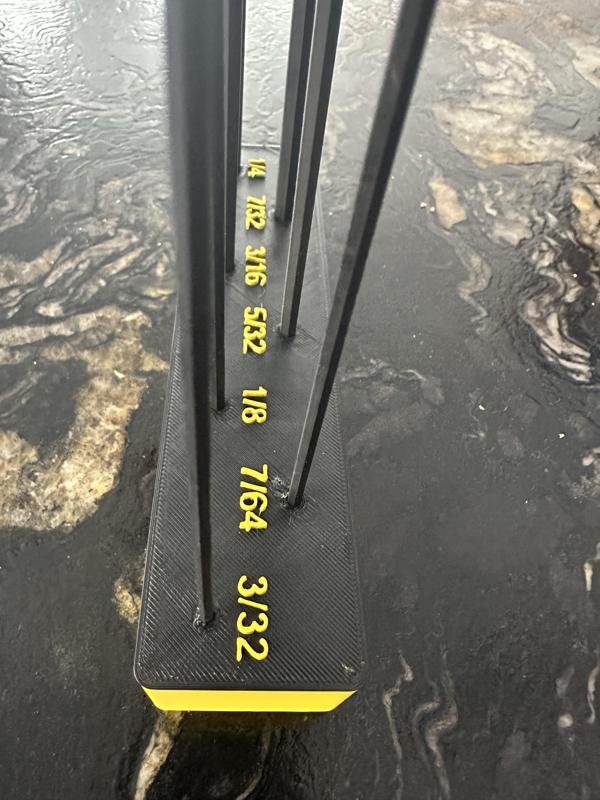 Gridfinity holder for hex key t-handle wrenches