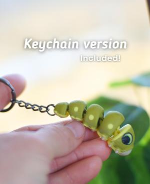 Crawly Caterpillar Articulated Fidget Caterpillar - Keychain - Magnet - Ludo 3D Printed Flexi