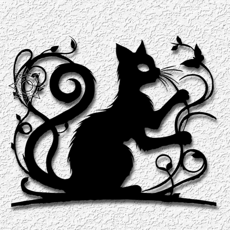 Black Cat wall art Halloween kitty decor