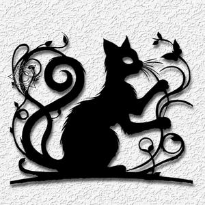 Black Cat wall art Halloween kitty decor